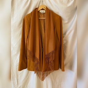 Tan Leather Fringe Jacket